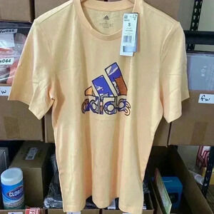 Adidas Basketball T-Shirt Orange‎ Men Size Small HD4533 Sports Tee Short Sleeve